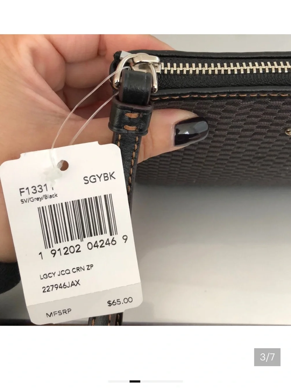 NWT Authentic Coach Black Woven Zip Wristlet with Strap